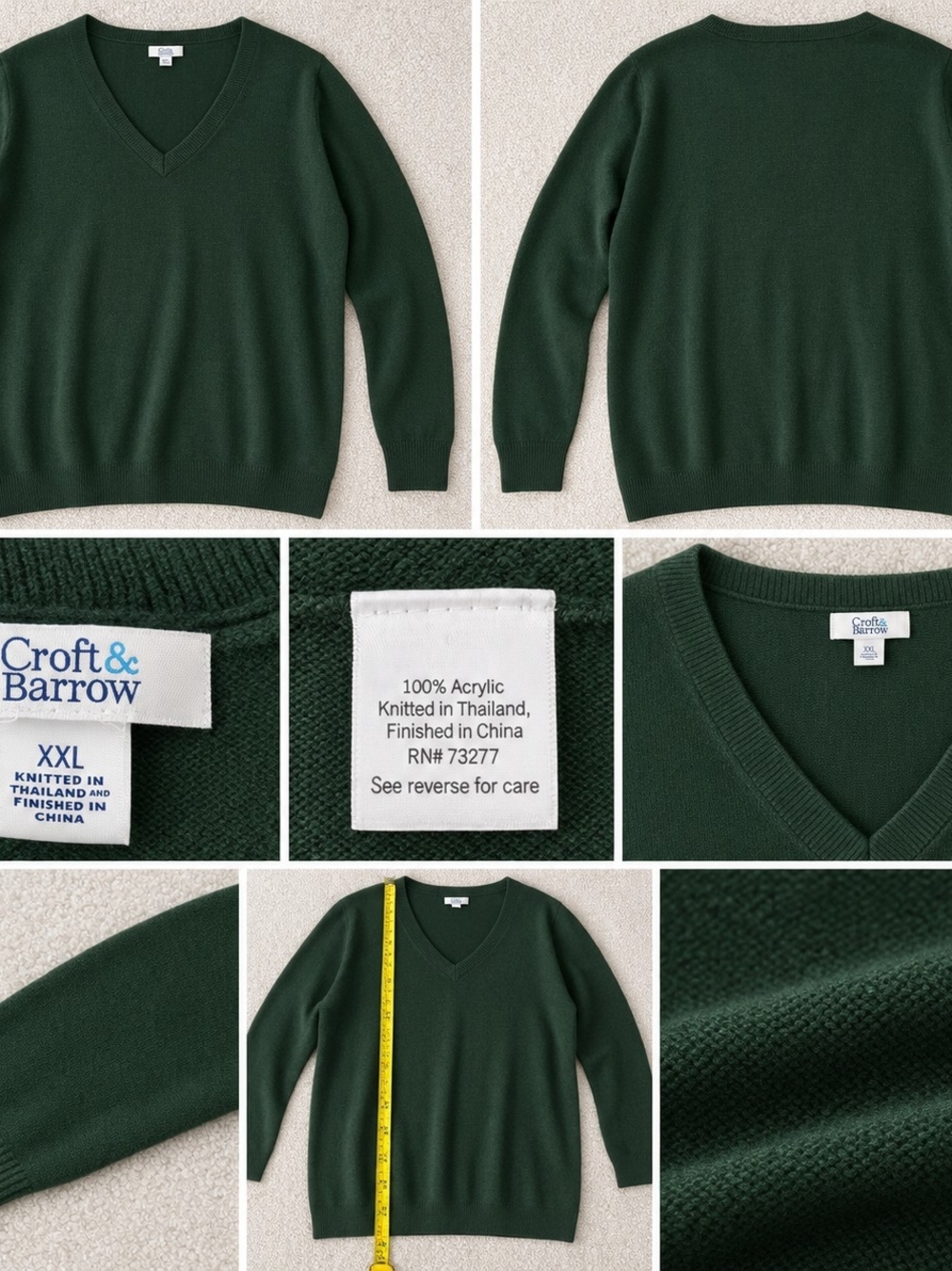 croft & barrow Dark Green V-Neck Sweater